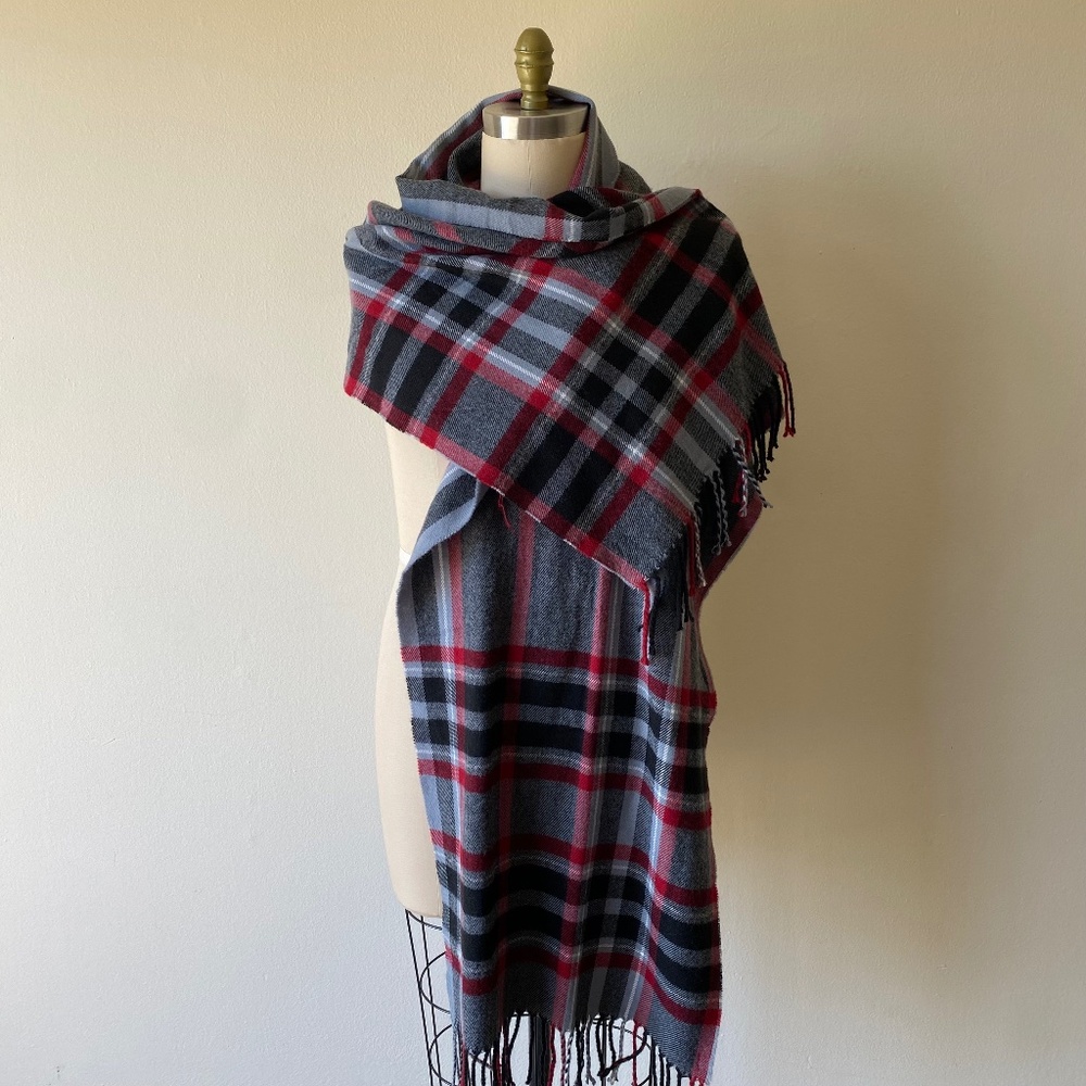 Express Plaid Winter Scarf Red Black Grey